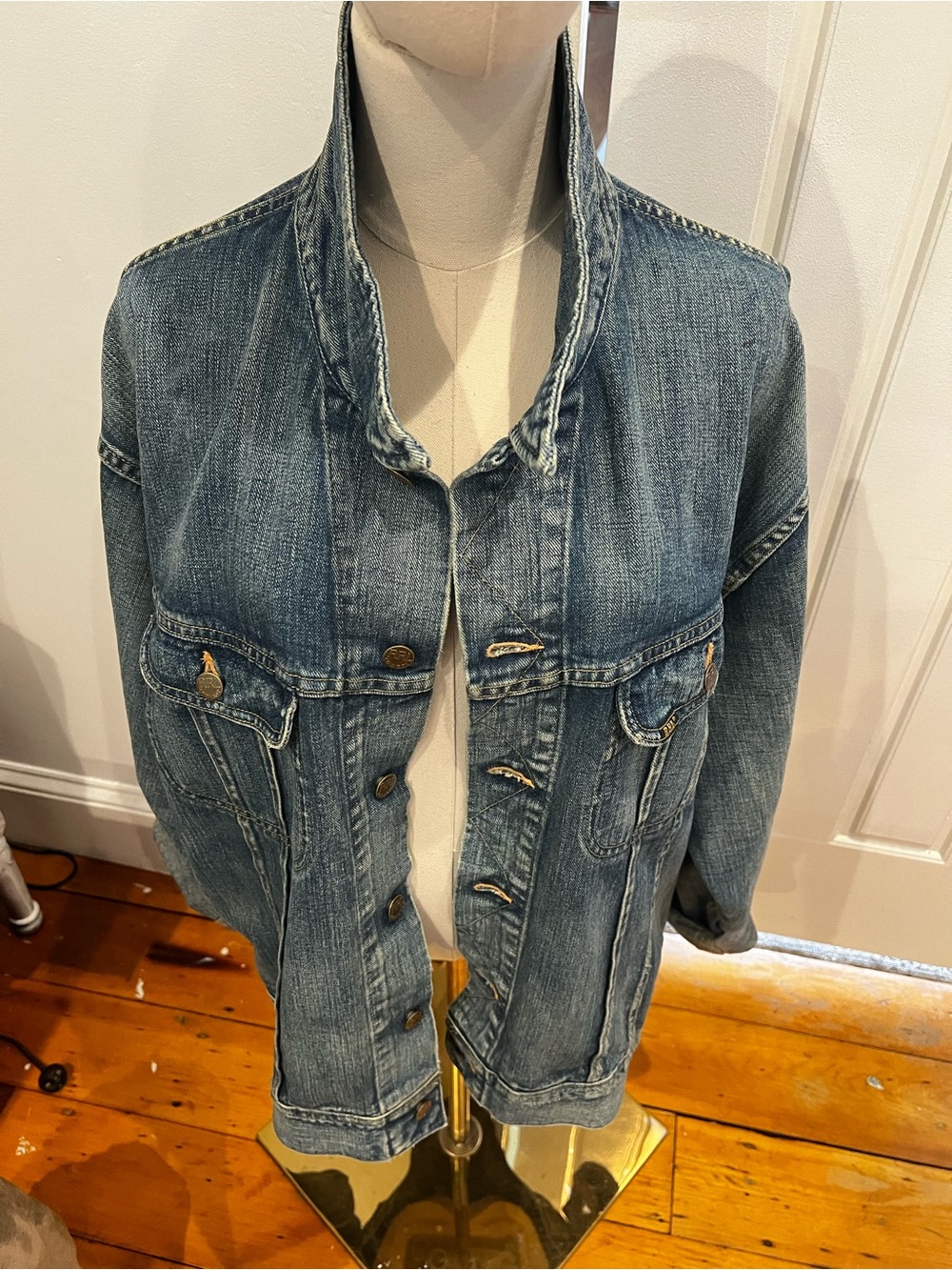 Ralph Lauren Double RL Distressed Blue Denim Jacket
